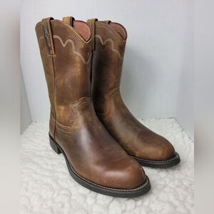 Justin Jeb 10 Men's Roper Toe Boots Size 8 D Tan Apache Cowhide Style #3902